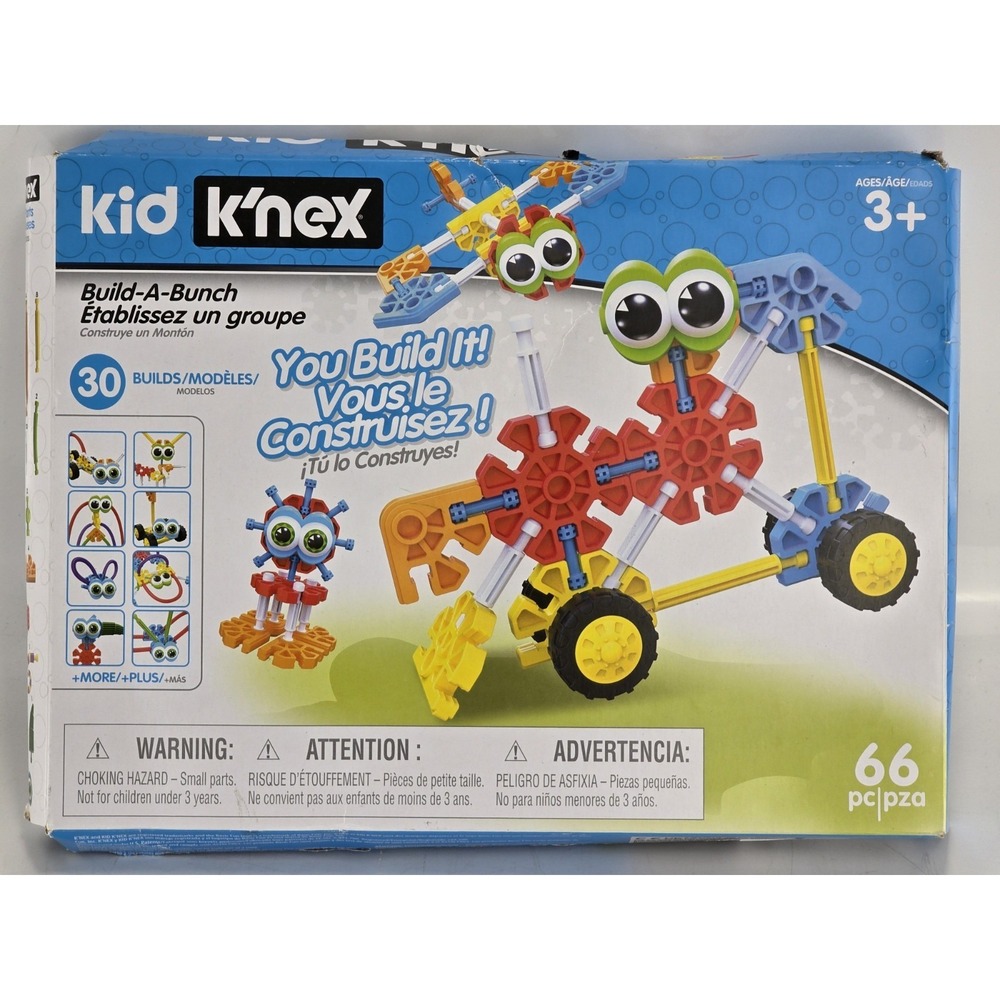 NIB SEALED KID K'NEX Build-A-Bunch Building Set, 66 Pieces 30 Models STEM Toy 3+